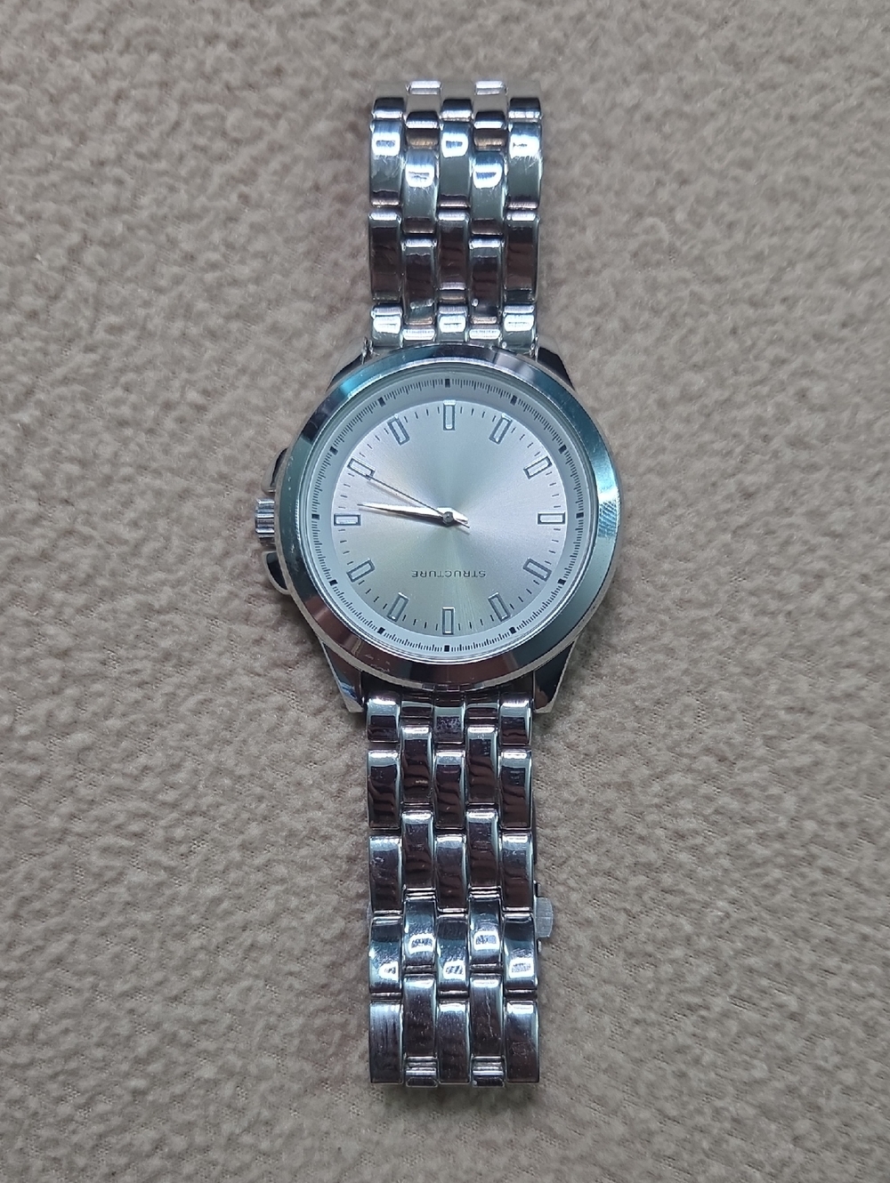 Structure Silver Men's Stainless Steel Bracelet Watch NEEDS BATTERY